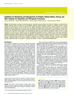 Guidelines for Monitoring and Management of Pediatric Patients