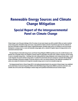 Renewable Energy Sources and Climate Change Mitigation - Overton