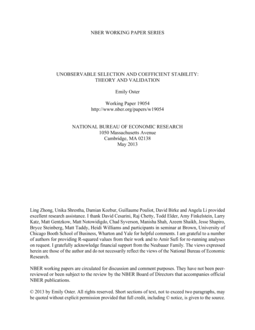 Unobservable Selection and Coefficient Stability: Theory and Validation ...